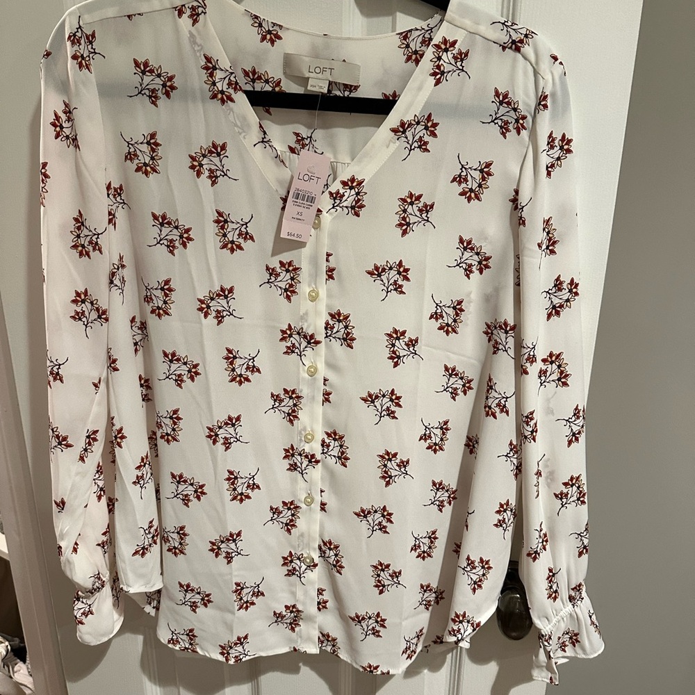 LOFT maternity Women's Floral White Blouse
